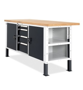 Banc de lucru profesional 3000 mm, cu panouri perforate și dulapuri...
