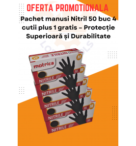 Pachet manusi Nitril 50 buc 4 cutii plus 1 gratis – Protecție Super...